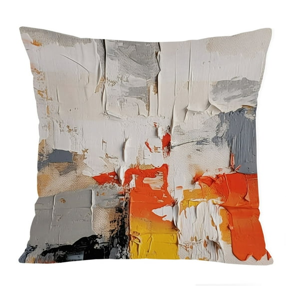 Ethan Taylor Abstract Throw Pillow Soft Cushion Cover 'Transitional Tides Paint Brush Strokes Modern' Transitional Pattern Decorative Square Accent Pillow Case, 16x16 Inches, Gray, Red