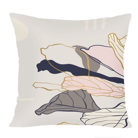 Ethan Taylor Botanical Throw Pillow Soft Cushion Cover ' 'Bohemian Botanical IV Botanicals Leaves' Pattern Decorative Square Accent Pillow Case, 20x20 Inches, Pink, Gray
