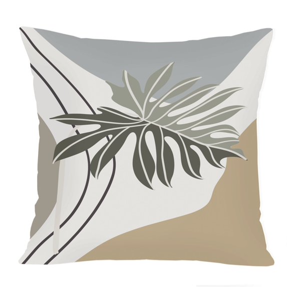 Ethan Taylor Botanical Throw Pillow Soft Cushion Cover 'Leaf III Botanicals Monstera Leaf' Bohemian Pattern Decorative Square Accent Pillow Case, 20x20 Inches, Brown, Beige