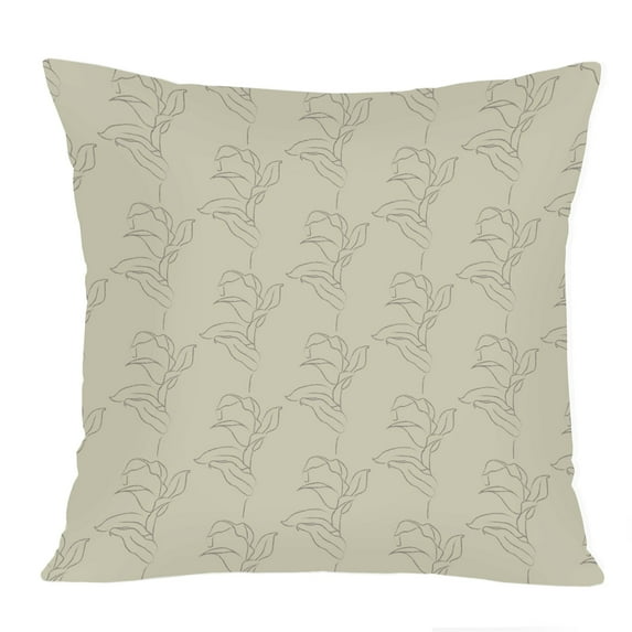 Ethan Taylor Botanical Throw Pillow Soft Cushion Cover 'Muted Neutral Botanical IX Plants Modern Leaves' Pattern Decorative Square Accent Pillow Case, 16x16 Inches, Green, Black