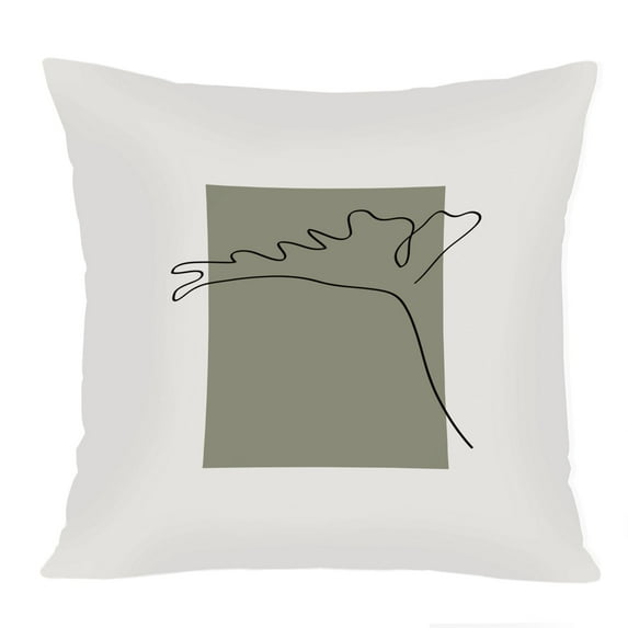 Ethan Taylor Botanical Throw Pillow Soft Cushion Cover 'Plant Minimalist I Line Art Botanicals Leaf' Modern Pattern Decorative Square Accent Pillow Case, 18x18 Inches, Brown, Orange