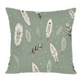thumbnail image 1 of Ethan Taylor Botanical Throw Pillow Soft Cushion Cover 'Scandinavian Bohemian Feathers II Botanicals Muted' Scandinavian Pattern Decorative Square Accent Pillow Case, 18x18 Inches, Green, White, 1 of 5