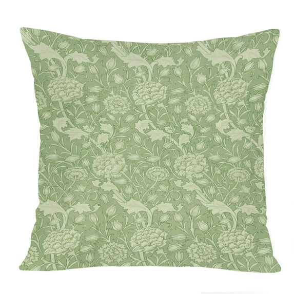 Ethan Taylor Botanical Throw Pillow Soft Cushion Cover 'William Morris Botanical Pattern IX Botanicals Cottagecore' Classic Pattern Decorative Square Accent Pillow Case, 16x16 Inches, Green, Gray