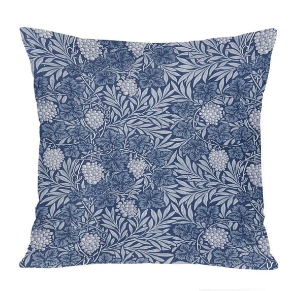 Ethan Taylor Botanical Throw Pillow Soft Cushion Cover 'William Morris Botanical Pattern VII Botanicals Cottagecore' Classic Pattern Decorative Square Accent Pillow Case, 16x16 Inches, Blue, Gray