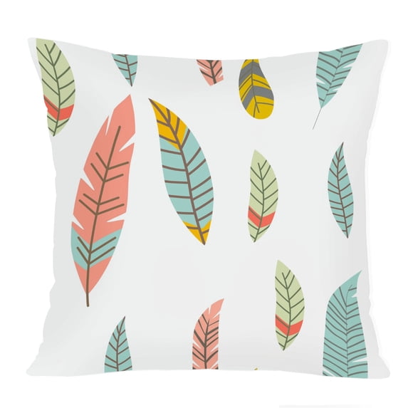 Ethan Taylor Fashion and Glam Throw Pillow Soft Cushion Cover 'Bohemian Feather II Feather' Bohemian Pattern Decorative Square Accent Pillow Case, 18x18 Inches, Blue, Pink