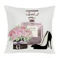 thumbnail image 1 of Ethan Taylor Fashion and Glam Throw Pillow Soft Cushion Cover 'Perfume and Flowers Perfumes' Glam Pattern Decorative Square Accent Pillow Case, 16x16 Inches, Pink, Gray, 1 of 5