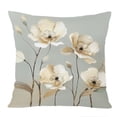 thumbnail image 1 of Ethan Taylor Floral Throw Pillow Soft Cushion Cover 'Flowers II Flowers Modern' Classic Pattern Decorative Square Accent Pillow Case, 18x18 Inches, Gray, Beige, 1 of 5