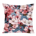 thumbnail image 1 of Ethan Taylor Floral Throw Pillow Soft Cushion Cover 'Japanese Sakura Cherry Blossom Flowers III Bloom Asian Flowers' Pattern Decorative Square Accent Pillow Case, 20x20 Inches, Pink, Blue, 1 of 5