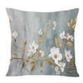 thumbnail image 1 of Ethan Taylor Floral Throw Pillow Soft Cushion Cover 'Les Fleurs Flowers' Modern Pattern Decorative Square Accent Pillow Case, 20x20 Inches, Gray, Gold, 1 of 5
