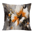 thumbnail image 1 of Ethan Taylor Floral Throw Pillow Soft Cushion Cover 'Orange Flower Flowers' Modern Pattern Decorative Square Accent Pillow Case, 20x20 Inches, Orange, Gray, 1 of 5