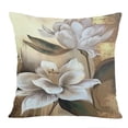 thumbnail image 1 of Ethan Taylor Floral Throw Pillow Soft Cushion Cover 'White Magnolias Flowers Magnolia' Modern Pattern Decorative Square Accent Pillow Case, 20x20 Inches, White, Gold, 1 of 5