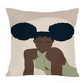 thumbnail image 1 of Ethan Taylor People & Portraits Throw Pillow Soft Cushion Cover ' 'African American People & Portraits Living My Best Life' Bohemian Decorative Square Accent Pillow Case, 16x16 Inches, Beige, Green, 1 of 5
