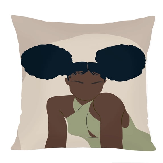 Ethan Taylor People & Portraits Throw Pillow Soft Cushion Cover ' 'African American People & Portraits Living My Best Life' Bohemian Decorative Square Accent Pillow Case, 16x16 Inches, Beige, Green