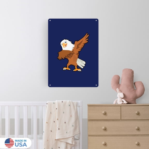 Ethan the Eagle Metal Sign Wall Decor by Dancing Littles Jungle - Size 12x16 inch