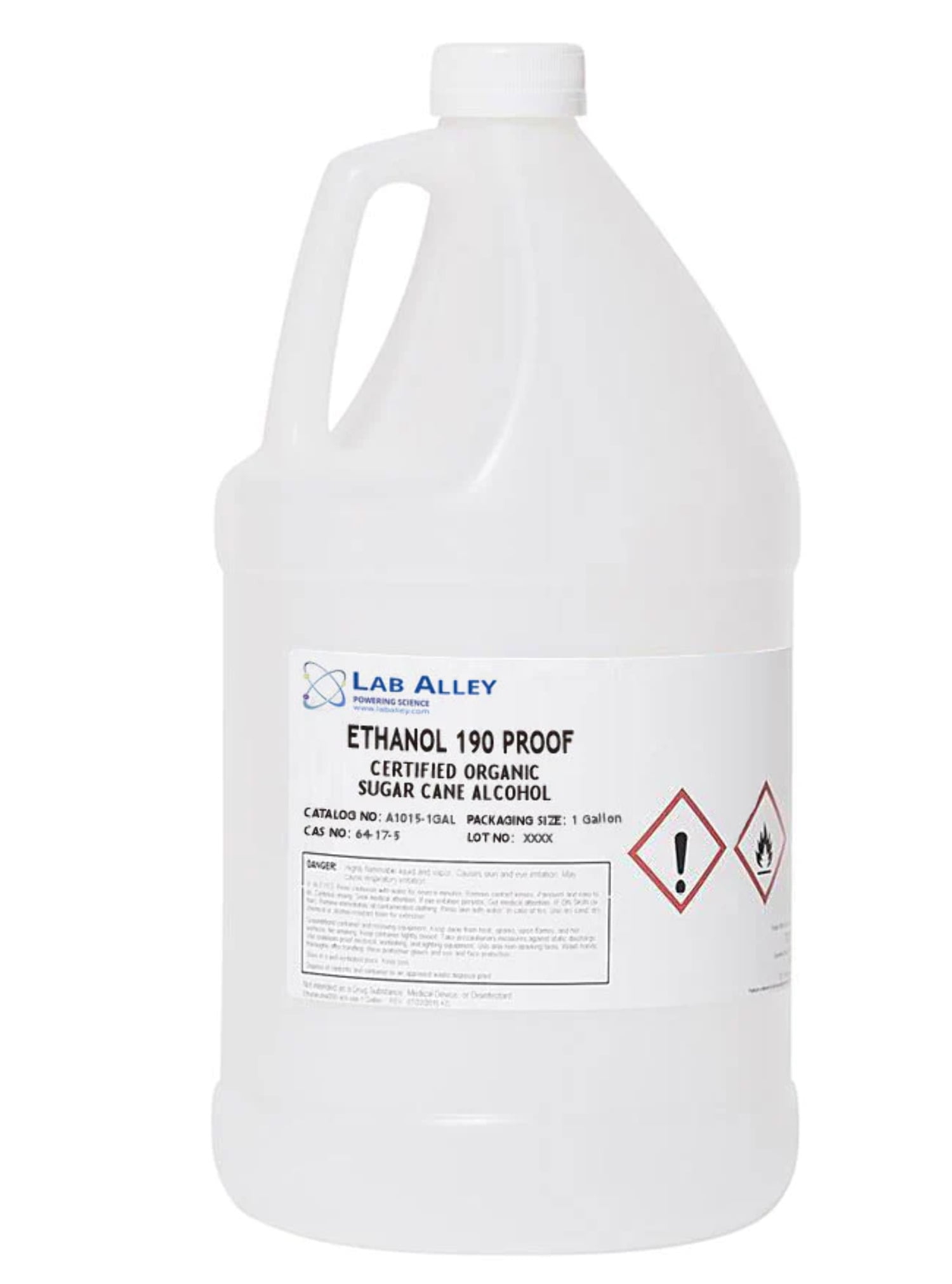 Ethanol 190 Proof (95) Certified Organic/Vegan Sugar Cane Alcohol, FCC