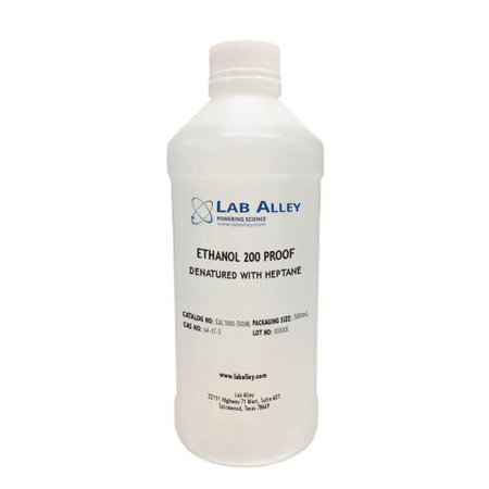 Ethanol 200 Proof (100%) Denatured with Heptane, Extraction Grade