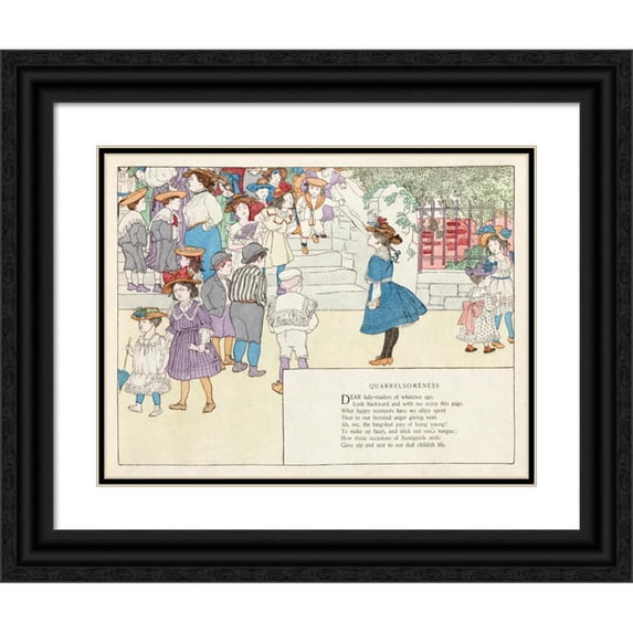 Ethel Mars 14x12 Black Ornate Wood Framed Double Matted Museum Art Print Titled: Quarrelsomeness (1902)