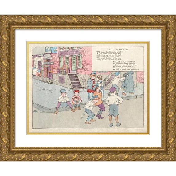 Ethel Mars 18x15 Gold Ornate Wood Frame and Double Matted Museum Art Print Titled - The First of April (1902)