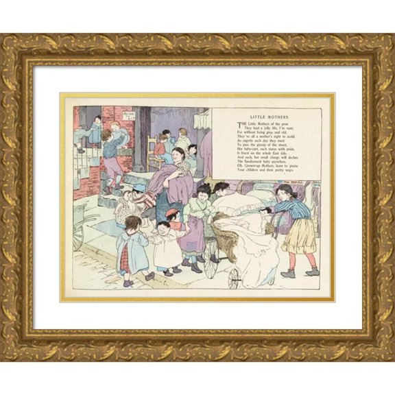 Ethel Mars 24x20 Gold Ornate Framed and Double Matted Museum Art Print Titled - Little Mothers (1902)