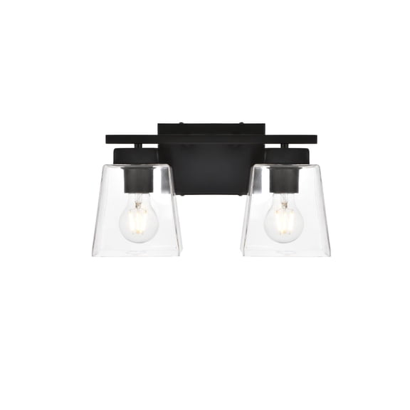Ethereal 2 Light Bath Sconce in Black and Clear