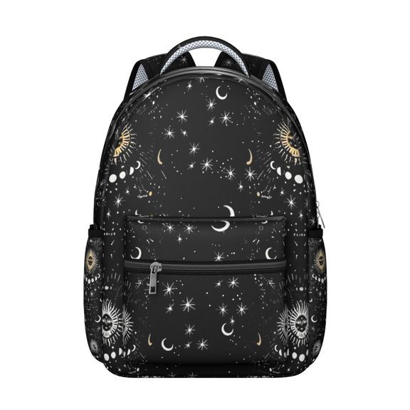 Ethereal Astral Student Backpack Durable Waterproof School Bag with Gothic Eclipse and Starry Sky Pattern, Adjustable Straps, Comfortable for Daily Use and Outdoor Adventures