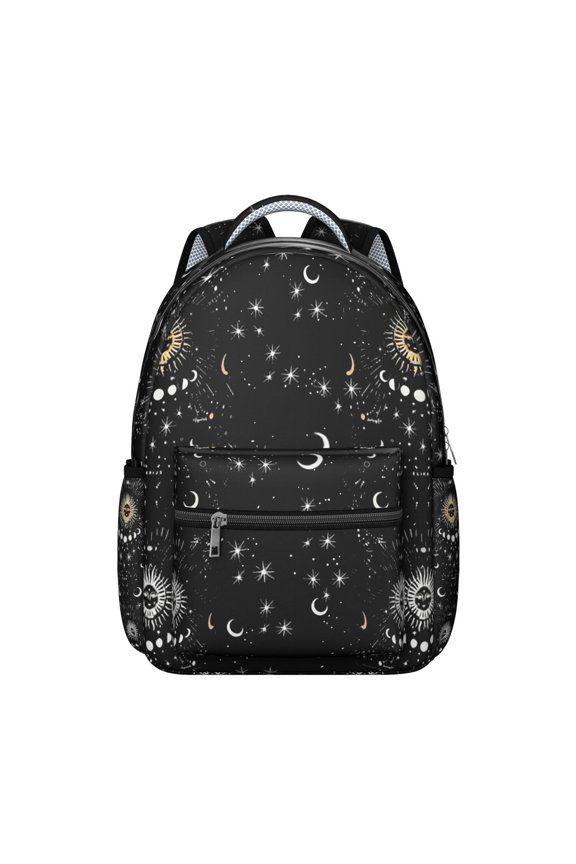 Ethereal Astral Student Backpack Durable Waterproof School Bag with Gothic Eclipse and Starry Sky Pattern, Adjustable Straps, Comfortable for Daily Use and Outdoor Adventures