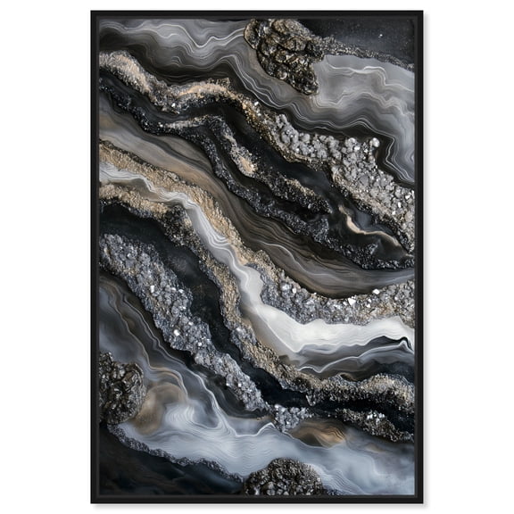 Ethereal Bloom 4 Canvas Black Paint Abstract by Art Remedy, Black Frame, 36" x 54"