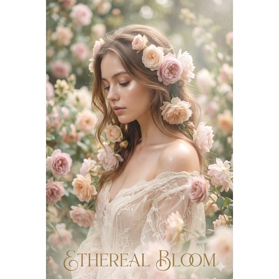 Ethereal Bloom Poster - Romantic Floral Portrait Wall Art | Gift Ideas 【Coated Paper】