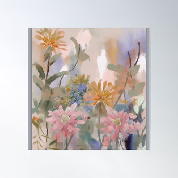 Ethereal Blooms Poster Wall Art, Modern Wall Decor For Living Room Bedroom, 17x17 UNFRAMED