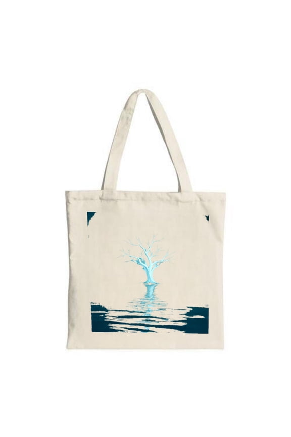 Ethereal Blue Tree Tote Bag - Natural Canvas Reflective Design Perfect for Shopping Travel & Parties Reusable & Stylish