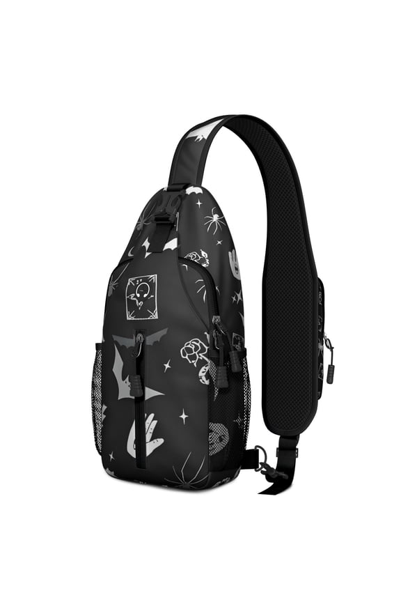 Ethereal Celestial Sling Backpack Featuring Moon, Stars & Astronomical Art, Lightweight Adjustable Crossbody Travel Daypack for Outdoor Enthusiasts, Students, Office Workers
