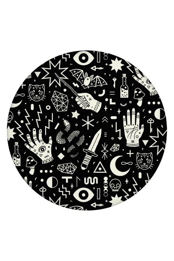 Ethereal Cosmic Elements Round Fitted Tablecloth - 100% Waterproof, Spill-Proof, Durable Elastic Edge Table Cover