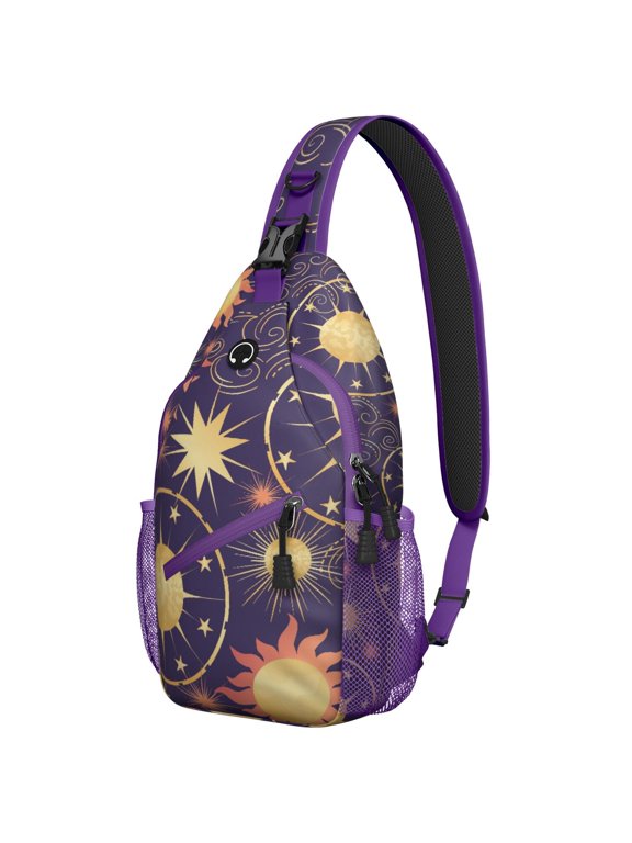 Ethereal Cosmic Elements Shoulder Backpack Gothic Constellation Map Sling Bag Travel-Ready for Commuters, Minimalists