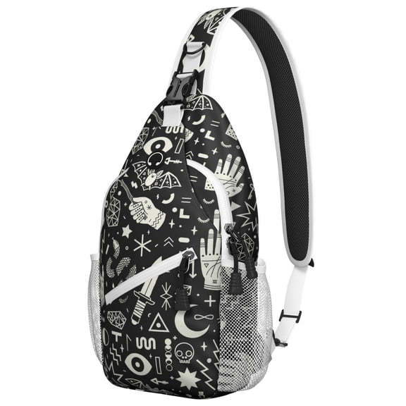 Ethereal Cosmic Elements Shoulder Backpack Gothic Constellation Map Sling Bag Travel-Ready for Commuters, Minimalists