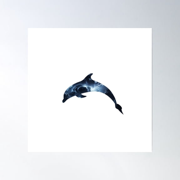 Ethereal Dolphin Lightning Poster Wall Art, Modern Wall Decor, 30x30 UNFRAMED