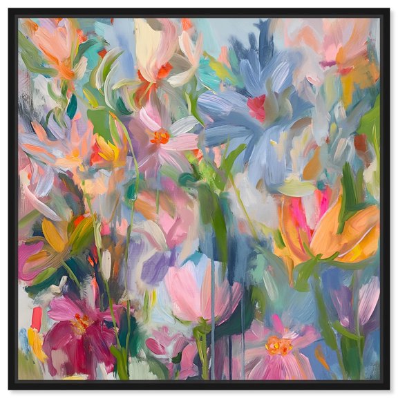 Ethereal Flower Canvas Floral Abstract Art by Art Remedy, Black Frame, 24" x 24"