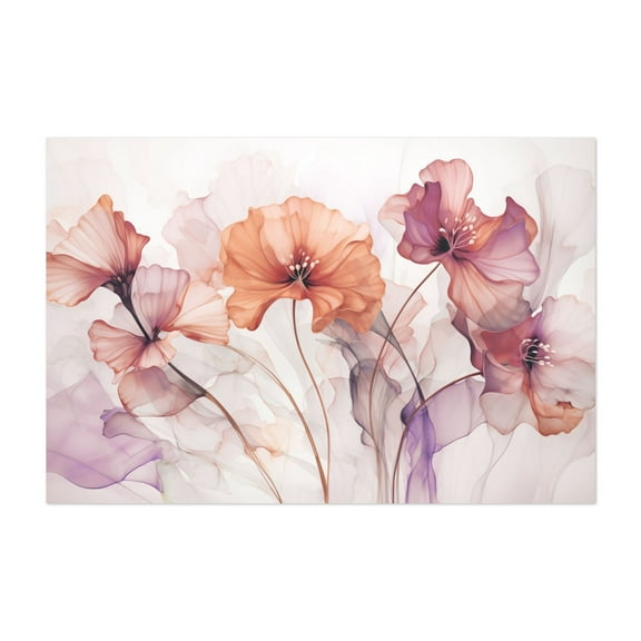 Ethereal Flower Fantasies Peach Mauve - Painting Floral Flowers Botanical Modern Art Abstract Pastel Surrealism Unframed Wall Art Print 5 x 7 inches