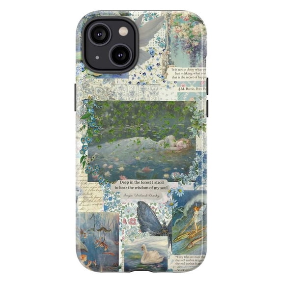Ethereal Forest Collage Phone Case, Swan Butterfly & Nature Quote Art Cover, Protective Case for iPhone 17-11 Pro Max Mini
