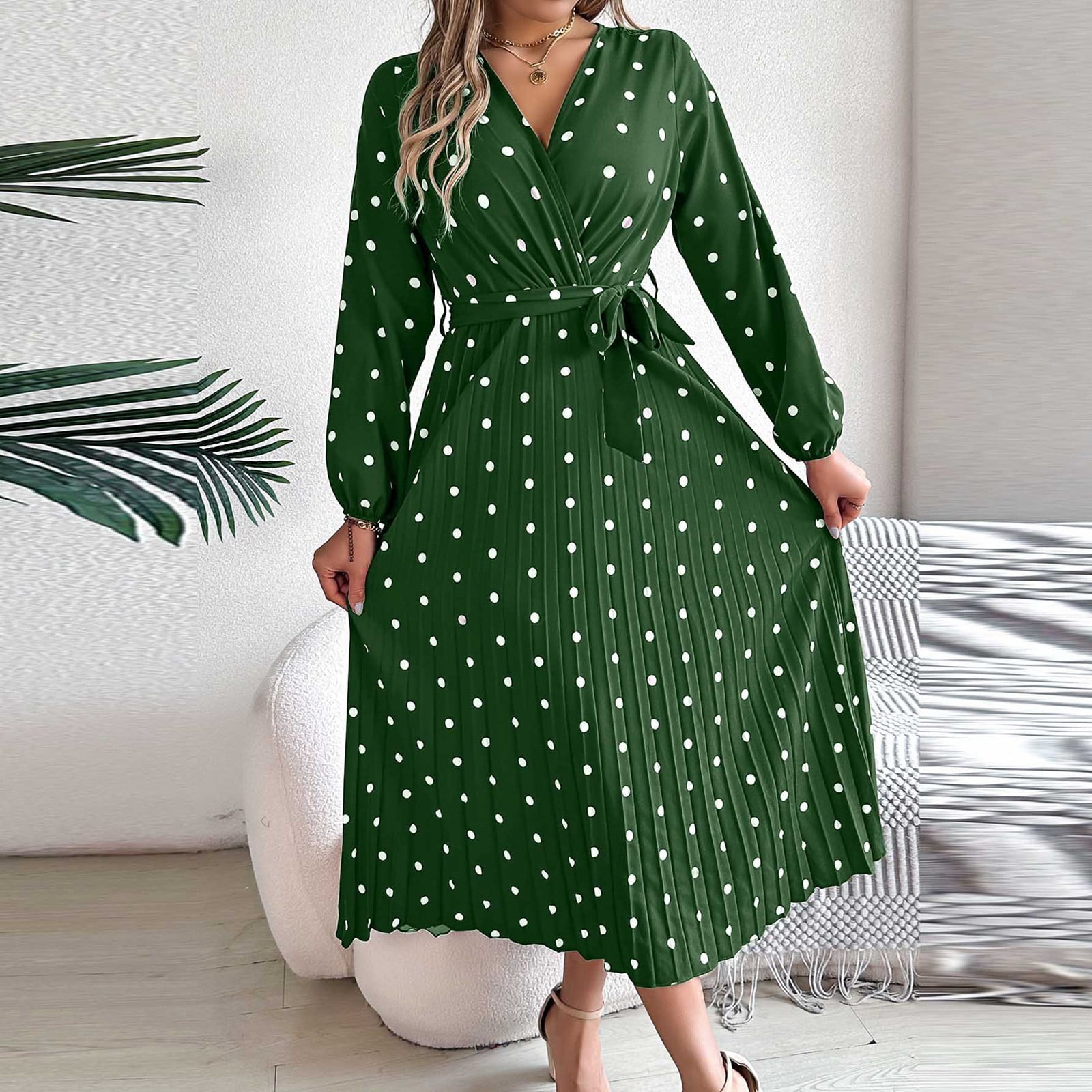 Glamorous green polka dot dress hot sale