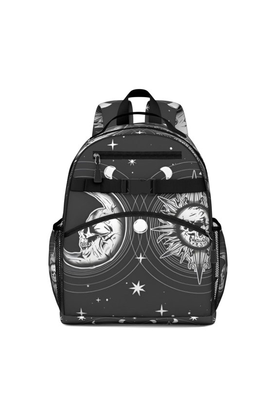 Ethereal Goth Students Backpack with Steampunk Celestial Moon and Star Print, Dark Astronomical Pattern, Comfortable and Adjustable for Toddlers and Preschoolers