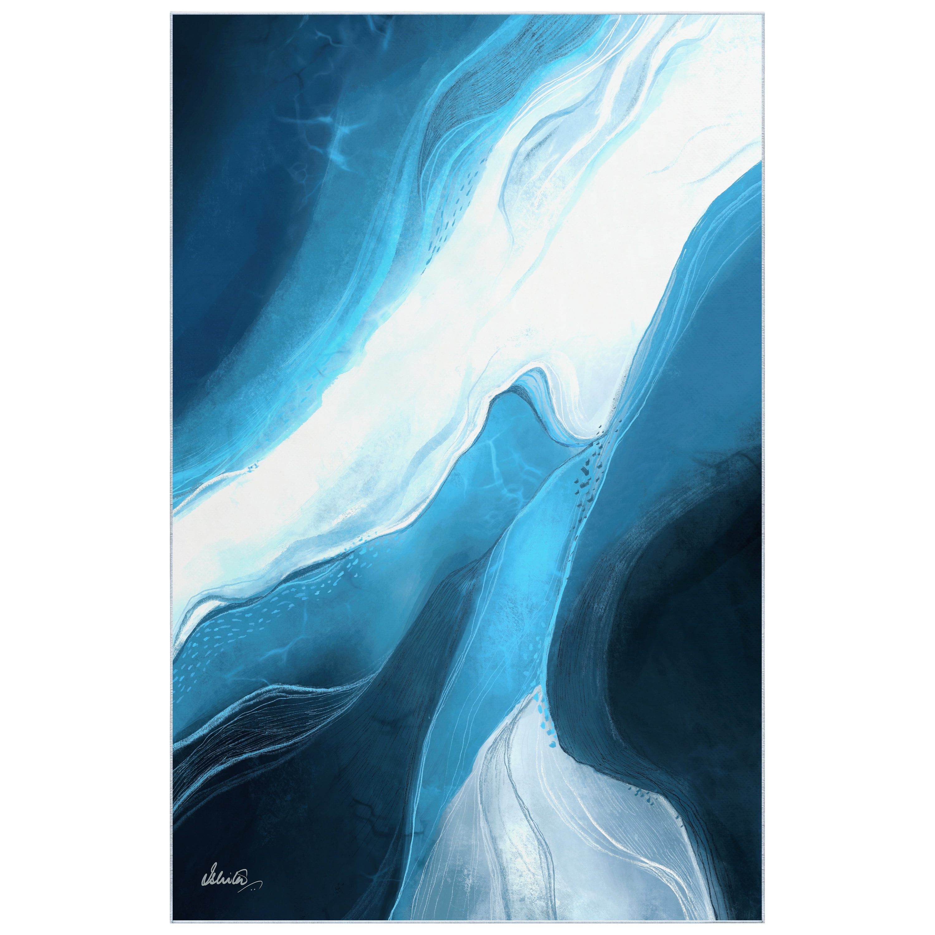 Ethereal Iceberg Washable Abstract Art Area Rug size 5'x8', Power-loomed, Heavenly Softness with Non-Slipping Backing