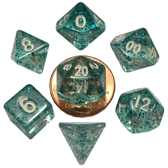 Ethereal Light Blue 10mm Mini Polyhedral Dice Set