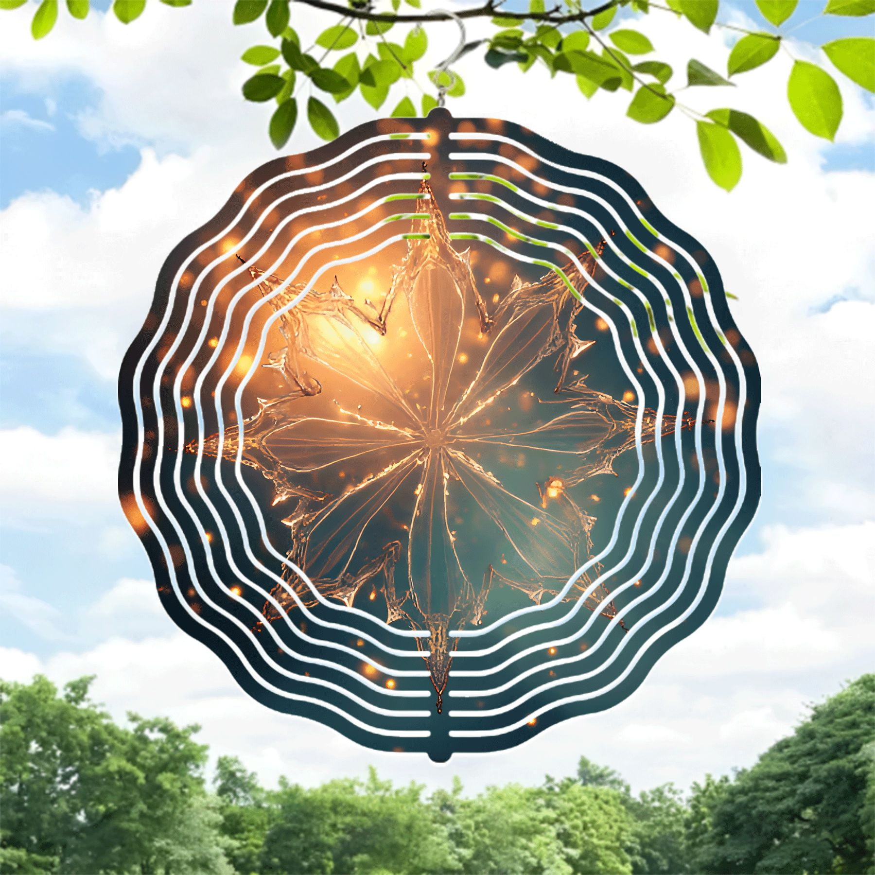 Ethereal Metal Hanging Wind Spinners with Radiant Star Design ...