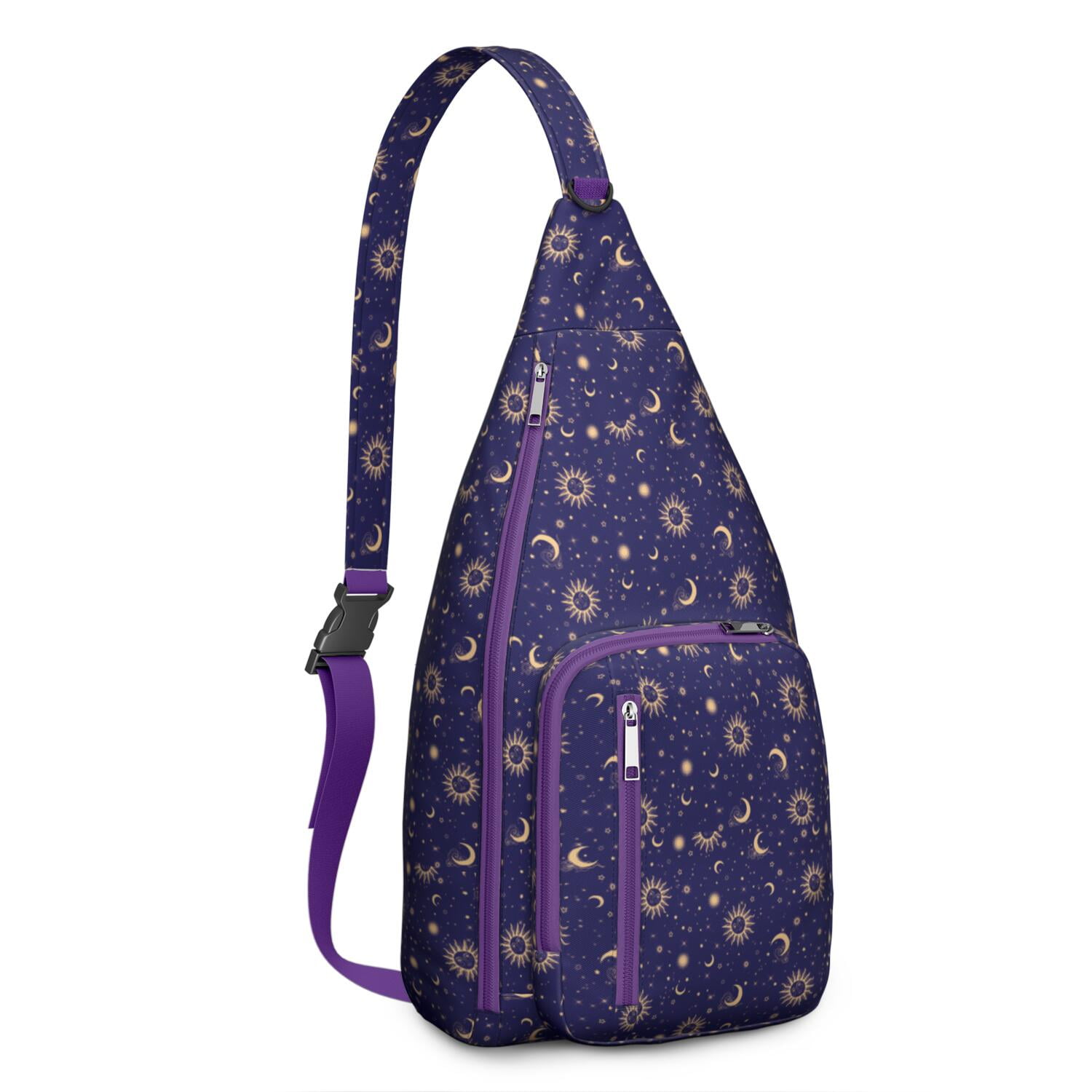 Ethereal Moon Crossbody Bag - Dark Celestial Star & Constellation Art, Lightweight Adjustable Strap Sling Bag for Men
