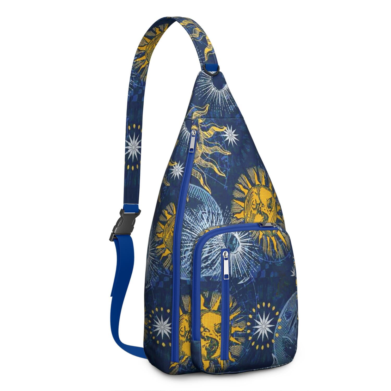 Ethereal Moon Crossbody Bag - Dark Celestial Star & Constellation Art, Lightweight Adjustable Strap Sling Bag for Men