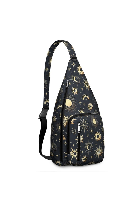Ethereal Moon Crossbody Bag - Dark Celestial Star & Constellation Art, Lightweight Adjustable Strap Sling Bag for Men
