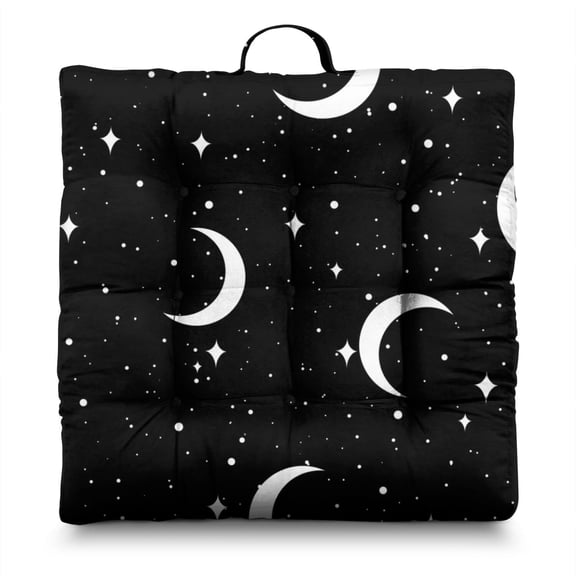 Ethereal Moon Floor Cushion - Japanese-Style Zabuton with Astronomical Art, 9-Point Stitched for Durability, Soft & Oversized for Meditation