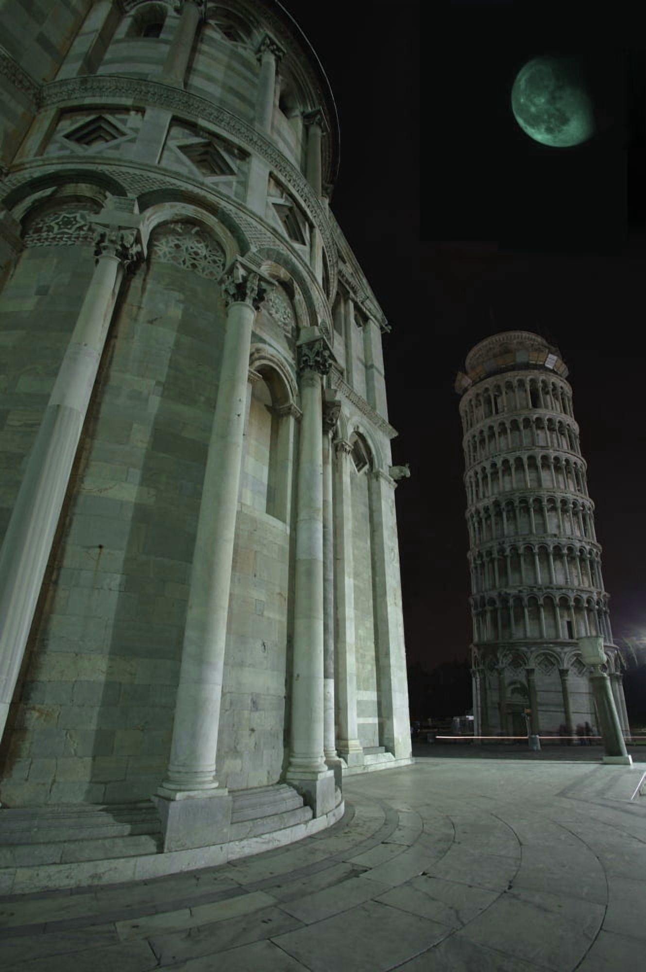Ethereal Moonlight Scene Of Duomo Santa Maria Assunta In Pisa Tuscany Italy Canvas Art - Carson Ganci Design Pics (11 x 17)
