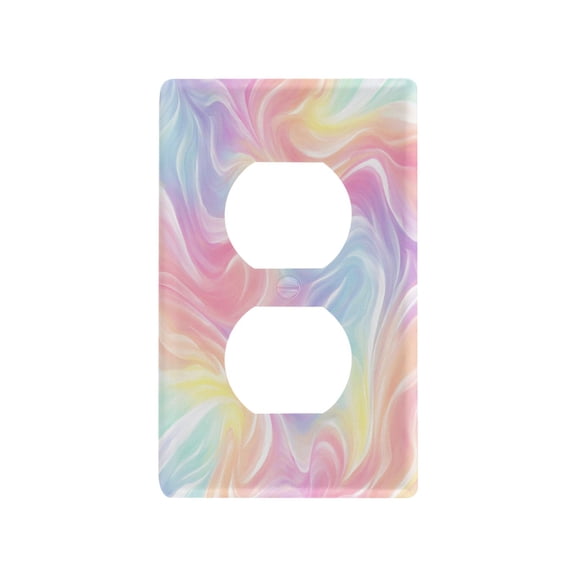 Ethereal Rainbow Swirl Decorative Wall Plate, Flame Retardant PC Plastic Light Switch & Outlet Cover with Mounting Screws Fits Duplex Outlets