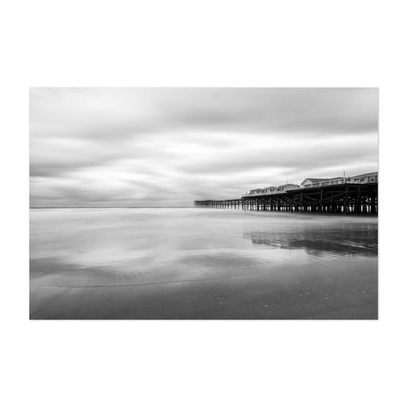 Ethereal Seascape - San Diego California Photography Black and White Seascape Boardwalk Ocean Coast Minimalist Beach Unframed Wall Art Print 40 x 60 inches